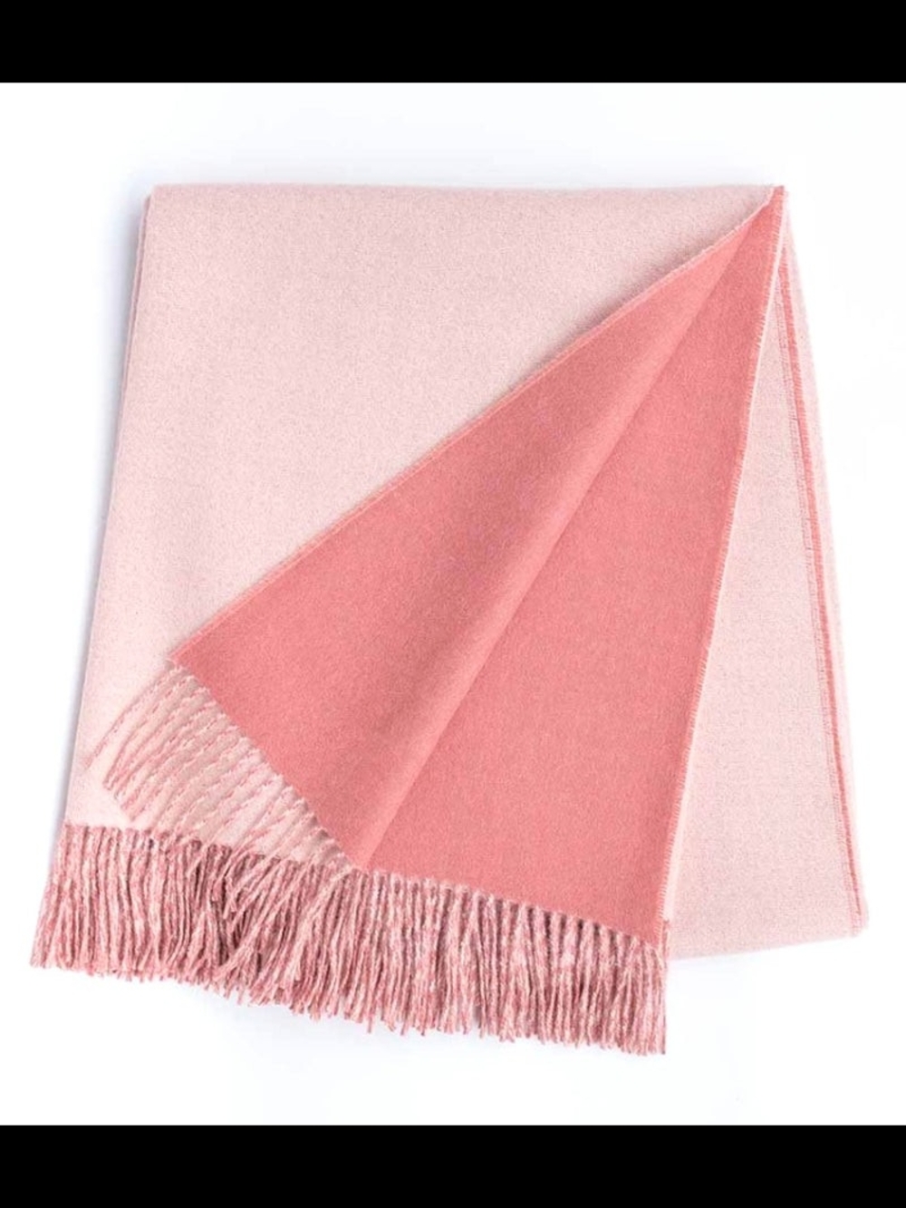 Reversible Dusty Rose Fringe Dovcote Baby Alpaca Throw